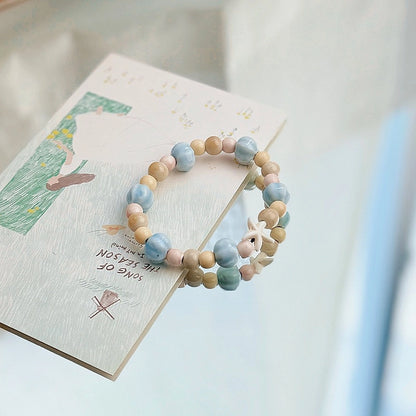 Jingdezhen Ceramic Bracelet New Color-free Women's Summer Student's Antique Beaded Bracelet Small Fresh And Popular