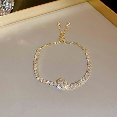 Minimalist Heart Shape Copper Inlay Zircon Bracelets