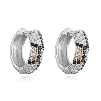 Copper 18K Gold Plated Enamel Inlay Round Snake Pattern Leopard Zircon Bracelets Earrings