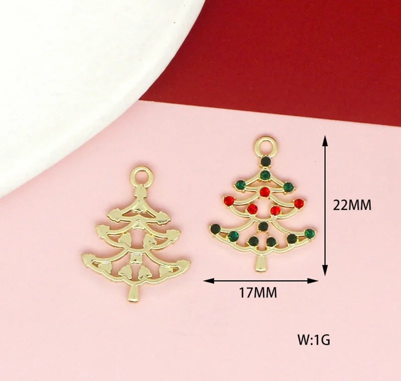 10 PCS/Package 17 * 21mm 17 * 22mm 19 * 24mm Alloy Rhinestones Penguin Christmas Tree Snowman Pendant Jewelry Accessories