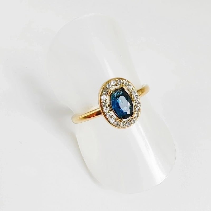 304 Stainless Steel Titanium Steel 18K Gold Plated Minimalist Round Oval Rhinestones Zircon Open Rings