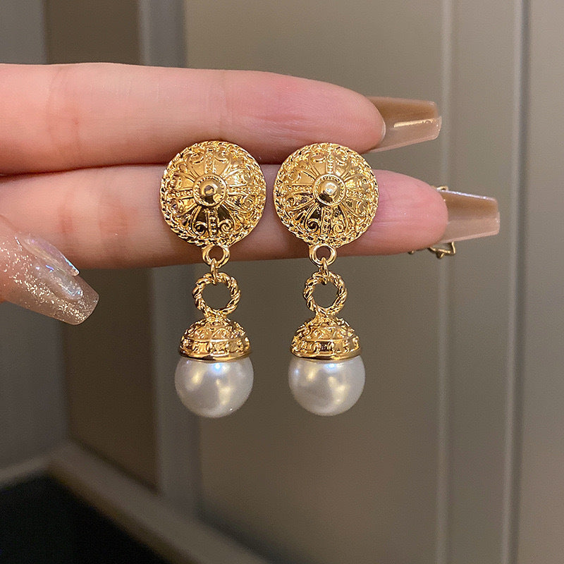 Mid-century Modern Stripe Geometric Alloy Diamond Inlay Earrings