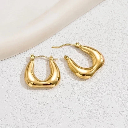 1 Pair Basic Vintage Style U Shape Plating 201 Stainless Steel 18K Gold Plated Hoop Earrings