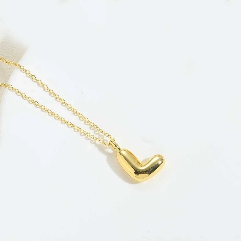 Copper 14K Gold Plated Minimalist Letter Pendant Necklace