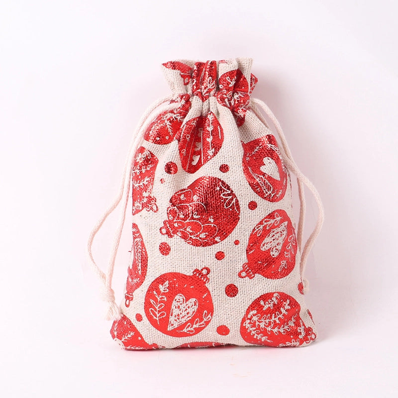 Christmas Apple Bag 24 Bronzing Linen Advent Calendar Gift Hanging Bag Christmas Apple Packaging Bag