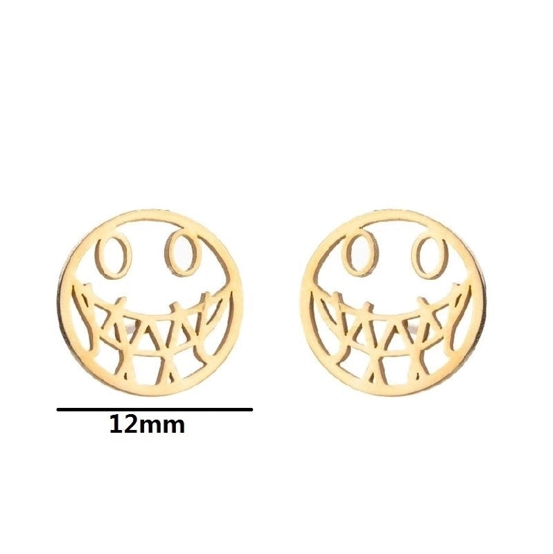 1 Pair Halloween Fashion Smile Face Star Skull Plating Hollow Out Stainless Steel Ear Studs