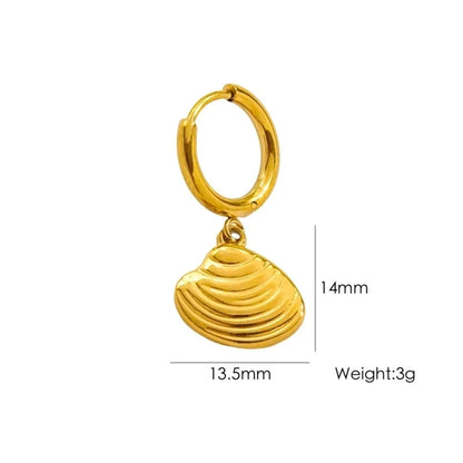 3 Pieces Beach Tortoise Starfish Shell Plating 304 Stainless Steel 14K Gold Plated Earrings