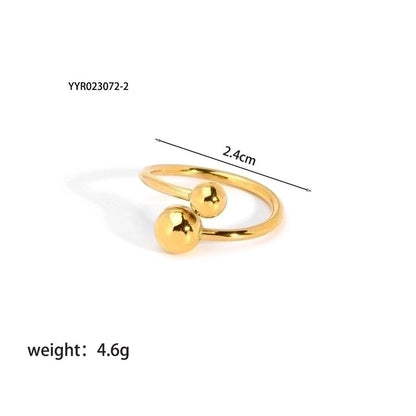 201 Stainless Steel 18K Gold Plated Vintage Style French Style Plating Inlay Ball Zircon Open Rings