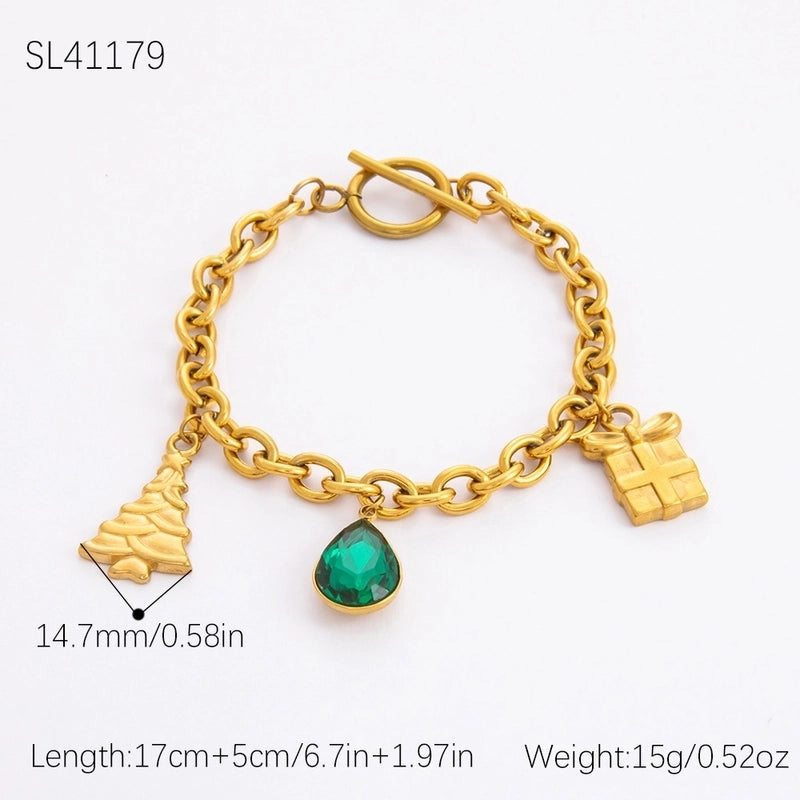 Cute Modern Style Christmas Tree Bow Knot Snowflake 304 Stainless Steel Plating Bracelets Earrings Necklace