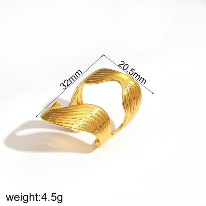 IG Style Exaggerated Geometric 304 Stainless Steel 18K Gold Plated Polishing Rings