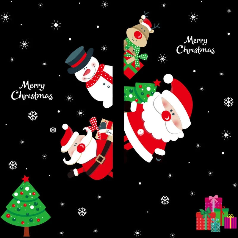 Christmas Cartoon Style Christmas Socks Snowman PVC Holiday Car Window Stickers