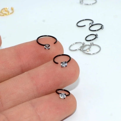 1 Piece Nose Rings & Studs Casual Elegant Vacation Geometric 304 Stainless Steel Plating Zircon 18K Gold Plated Nose Rings & Studs