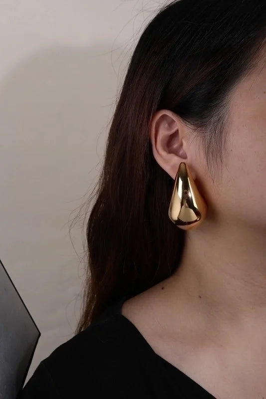 1 Pair Classic Style Water Droplets Plating 304 Stainless Steel Titanium Steel 18K Gold Plated Ear Studs