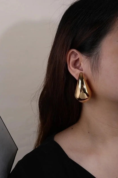 1 Pair Classic Style Water Droplets Plating 304 Stainless Steel Titanium Steel 18K Gold Plated Ear Studs