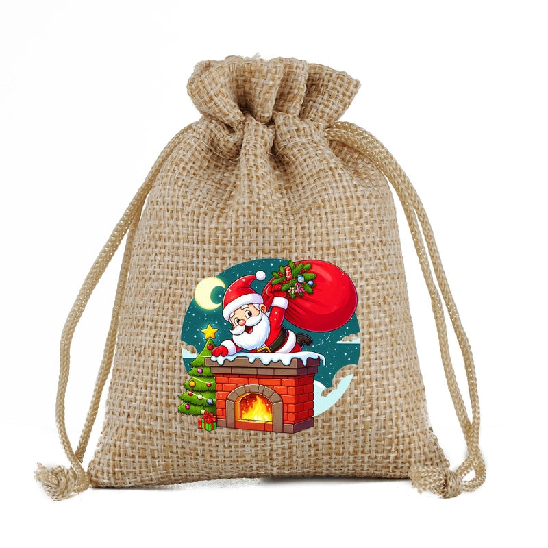 Christmas Nordic Style Cute Modern Style Christmas Tree Snowman Snowflake Imitated Hemp Party Festival Candy Bag