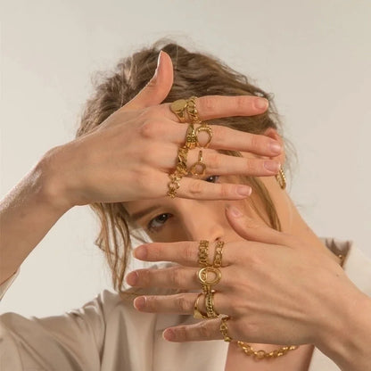 Minimalist U Shape Titanium Steel Plating 18k Gold Plated Open Ring