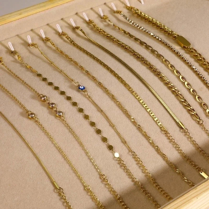 Minimalist Classic Style Solid Color 201 Stainless Steel Bracelets In Bulk