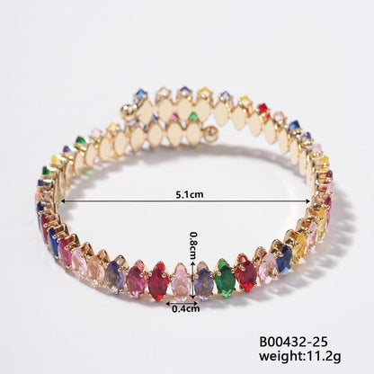 Copper K Gold Plated Inlay Geometric Water Droplets Zircon Bangle