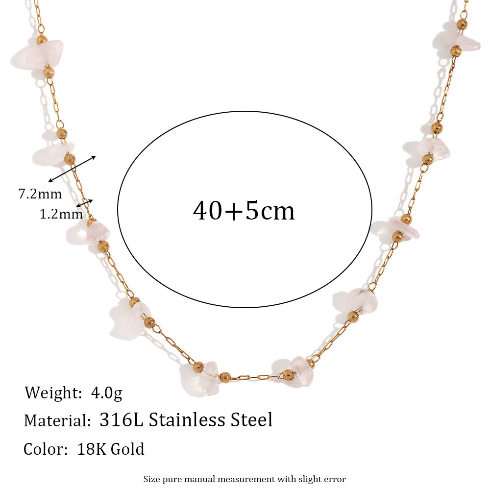 Fashion Ellipse Stripe Geometric Stainless Steel 18K Gold Plated Necklaces