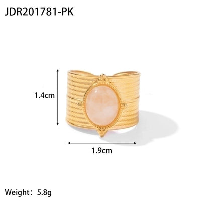 Fashion Geometric 304 Stainless Steel Artificial Gemstones Irregular Rings