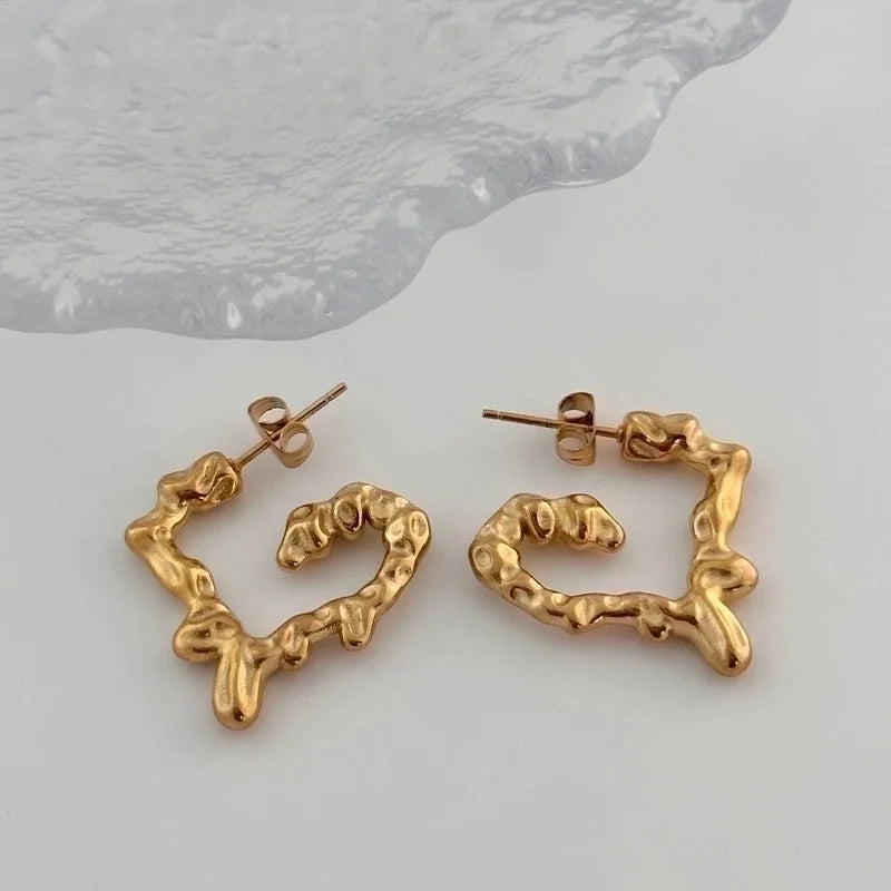 Retro Classic Style Heart Shape Titanium Steel Earrings Necklace