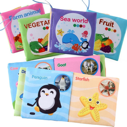 Hot Sale Enlightenment Early Education Baby Cloth Book English Animal Transport Cognitive Book Baby Cloth Book