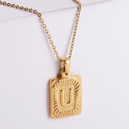 304 Stainless Steel 18K Gold Plated Minimalist Plating Letter No Inlaid Pendant Necklace