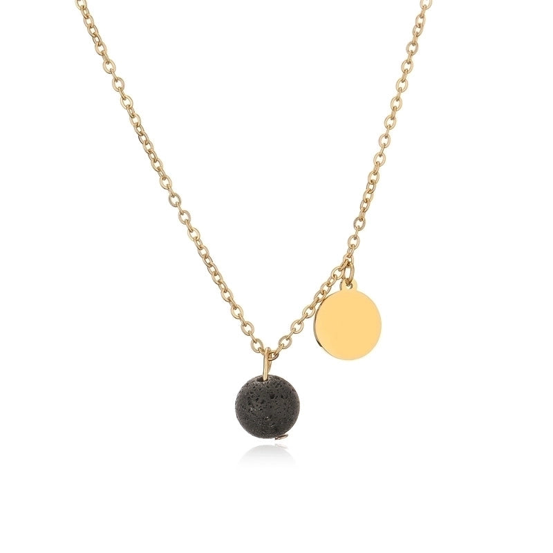 Punk Minimalist Round Natural Stone Pendant Necklace In Bulk