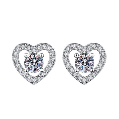 1 Pair Sweet Minimalist Round Heart Shape Bow Knot Plating Inlay Copper Zircon Silver Plated Drop Earrings
