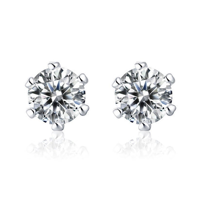 1 Pair Casual Minimalist Geometric Heart Shape Inlay Copper Zircon White Gold Plated Ear Studs