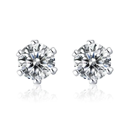 1 Pair Casual Minimalist Geometric Heart Shape Inlay Copper Zircon White Gold Plated Ear Studs