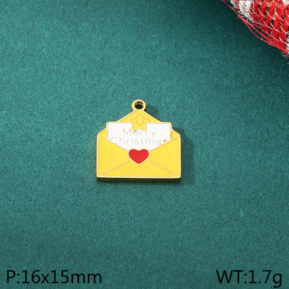 Christmas Elements Series Diy Accessories Stainless Steel Elk Santa Claus Snowflake Gloves Pendant