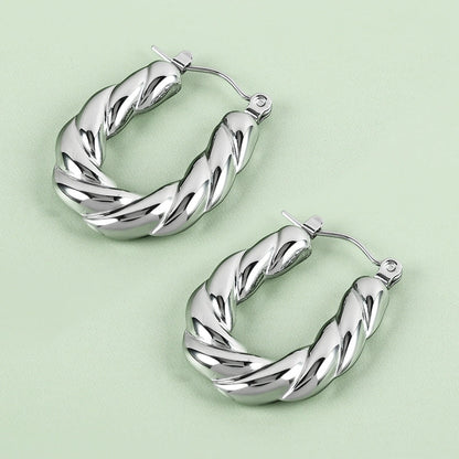 1 Pair Casual Minimalist U Shape Heart Shape Solid Color Polishing 304 Stainless Steel Earrings
