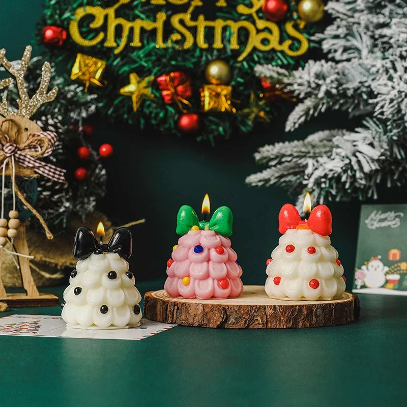 Elegant Romantic Christmas Tree Bow Knot Mixed Wax Scented Candle