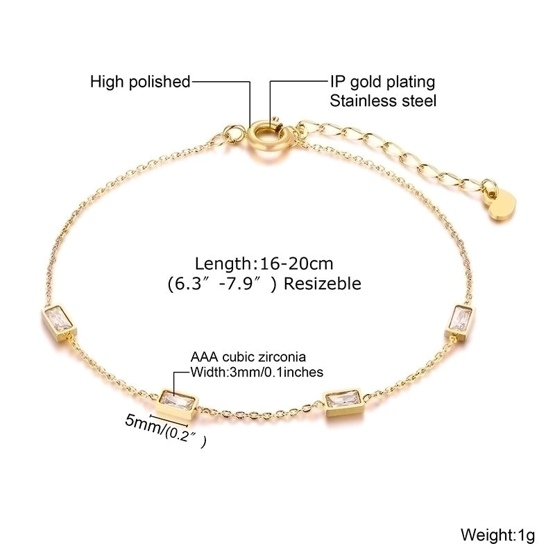 Minimalist Round 304 Stainless Steel 18K Gold Plated Rhinestones Bracelets In Bulk