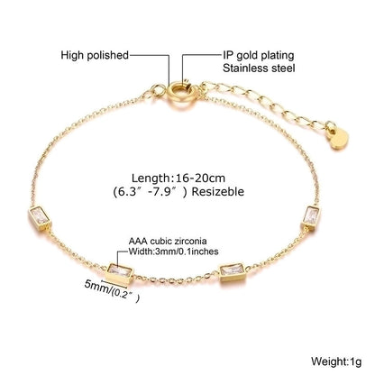 Minimalist Round 304 Stainless Steel 18K Gold Plated Rhinestones Bracelets In Bulk