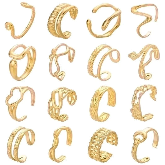 Fashion Geometric 304 Stainless Steel 18K Gold Plated Plating Open Ring