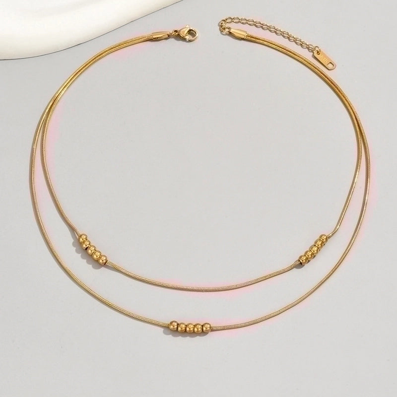 IG Style Minimalist Solid Color 304 Stainless Steel Titanium Steel 18K Gold Plated Plating Layered Necklaces