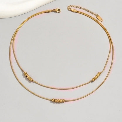 IG Style Minimalist Solid Color 304 Stainless Steel Titanium Steel 18K Gold Plated Plating Layered Necklaces