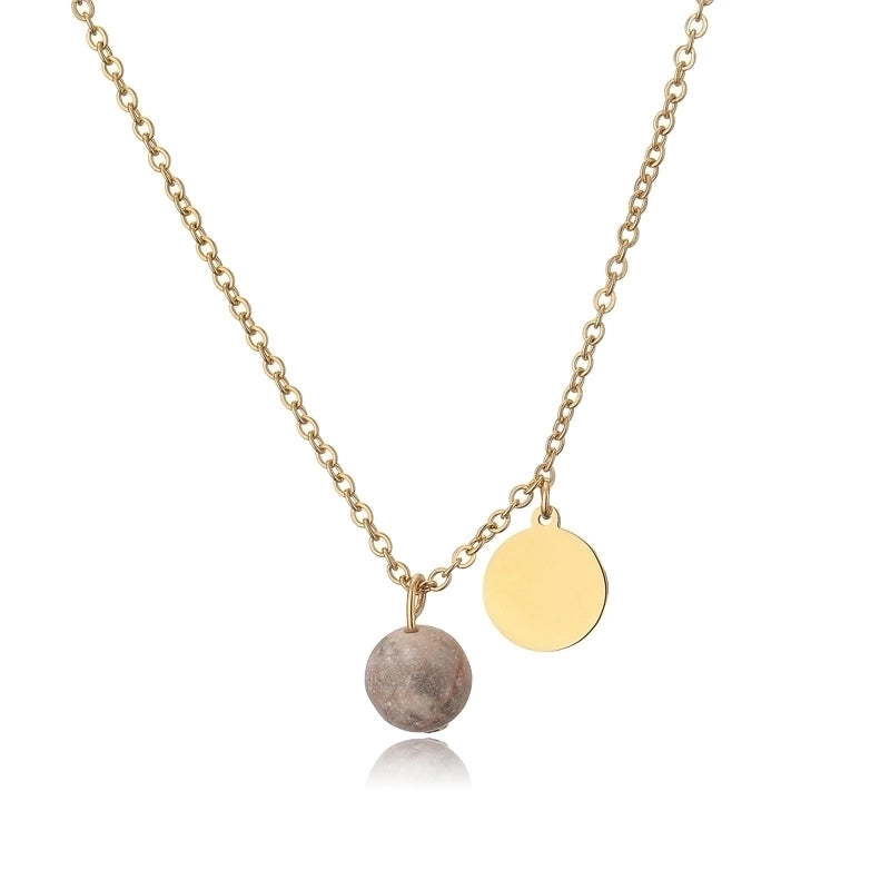 Punk Minimalist Round Natural Stone Pendant Necklace In Bulk