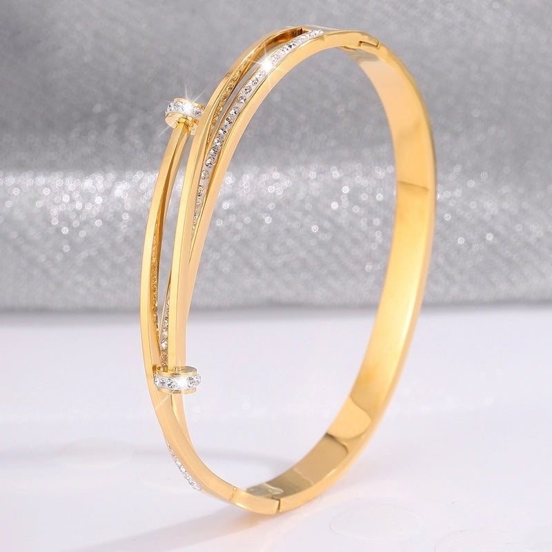 Elegant French Style Classic Style Solid Color 304 Stainless Steel Bangle In Bulk