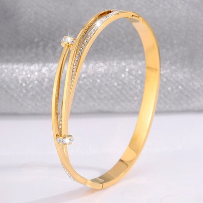 Elegant French Style Classic Style Solid Color 304 Stainless Steel Bangle In Bulk
