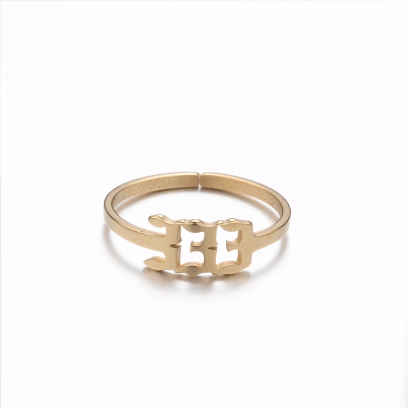 Retro Letter 201 Stainless Steel 18K Gold Plated Plating Open Ring