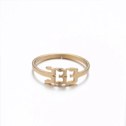 Retro Letter 201 Stainless Steel 18K Gold Plated Plating Open Ring