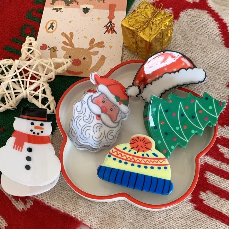 Christmas Cute Women's Christmas Hat Christmas Tree Santa Claus Arylic Hair Claws