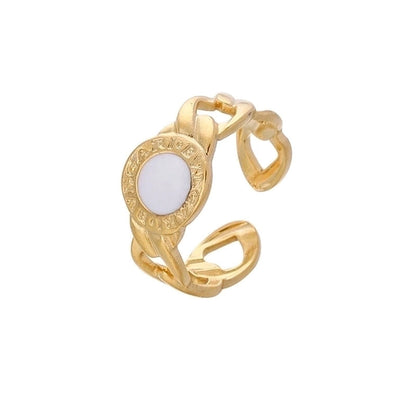 Minimalist Love Heart Shape Eye 304 Stainless Steel Rhinestones 18K Gold Plated Enamel Plating Inlay Open Rings