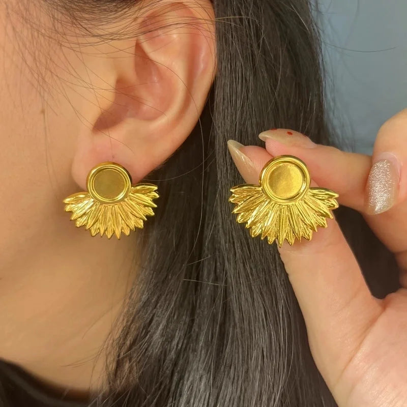 1 Pair Cute Sweet Pastoral Geometric 304 Stainless Steel Imitation Gold Ear Studs