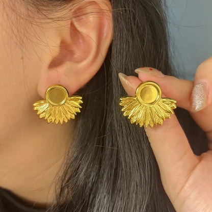 1 Pair Cute Sweet Pastoral Geometric 304 Stainless Steel Imitation Gold Ear Studs