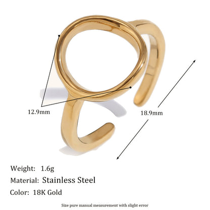 Minimalist Fashion Circle Stripe Geometric Stainless Steel Electroplating Rings