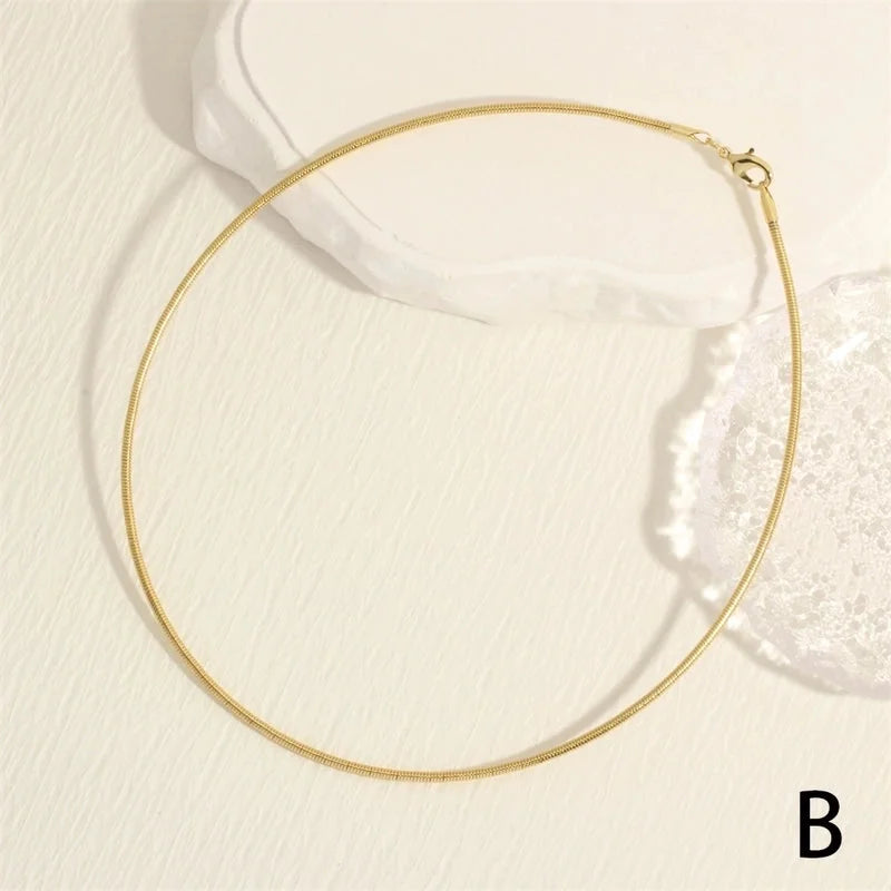 Minimalist Solid Color Copper Plating 18k Gold Plated Choker